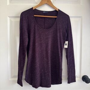 Gap Long Sleeve Scoop Neck Top Women’s Small Purple Marled 100% Cotton NWT